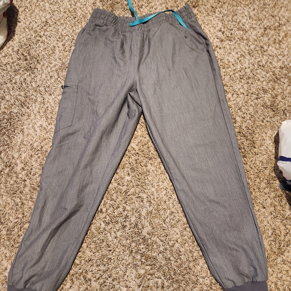 Figs Women's Gray Joggers with Blue Accent Scrubs Technical Collection
